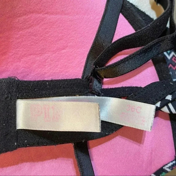 Pink Victoria Secrets 36C Christmas print‎ padded push up bra Retro - Picture 7 of 7